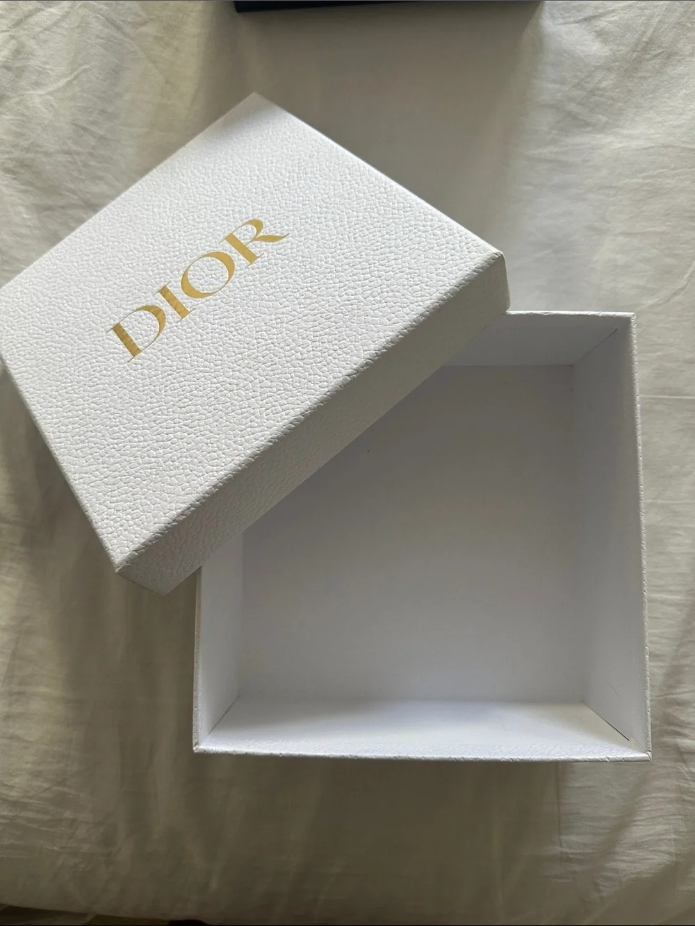 Dior White Textured Gift Box with Gold Logo